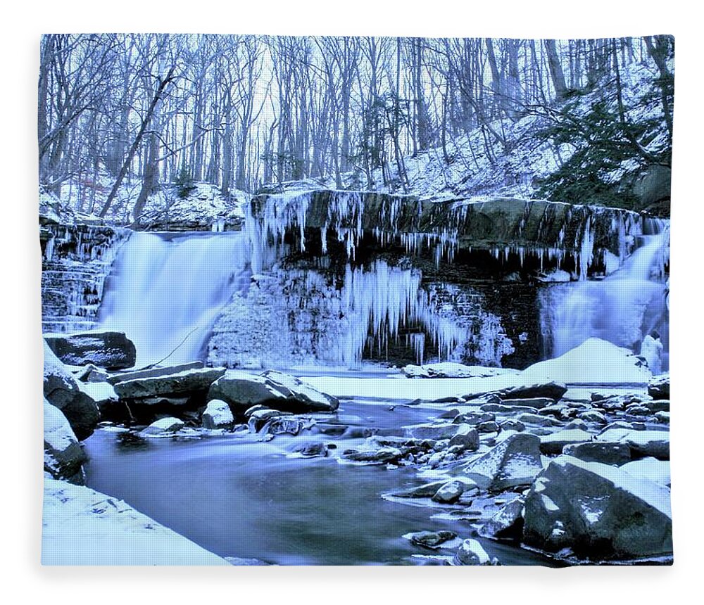  Fleece Blanket featuring the photograph Great Falls Winter 2019 by Brad Nellis