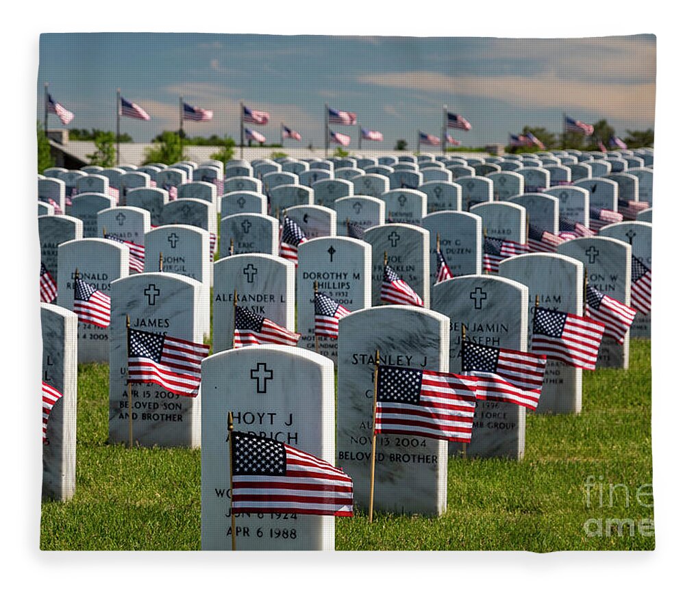 Memorial Day Fleece Blanket featuring the photograph Great Lakes National Cemetery by Jim West