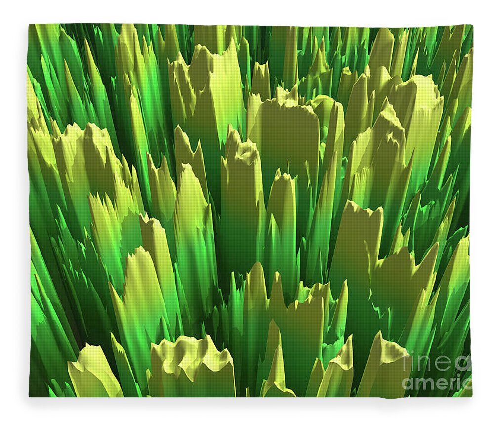 Fractal Fleece Blanket featuring the digital art Green and Gold Abstract by Phil Perkins