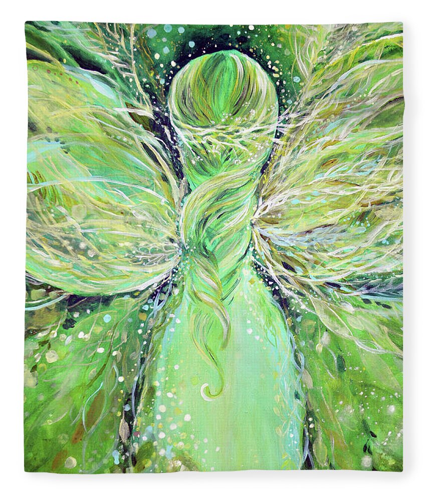 Green Goddess Fleece Blanket featuring the painting Green Goddess by Ashleigh Dyan Bayer