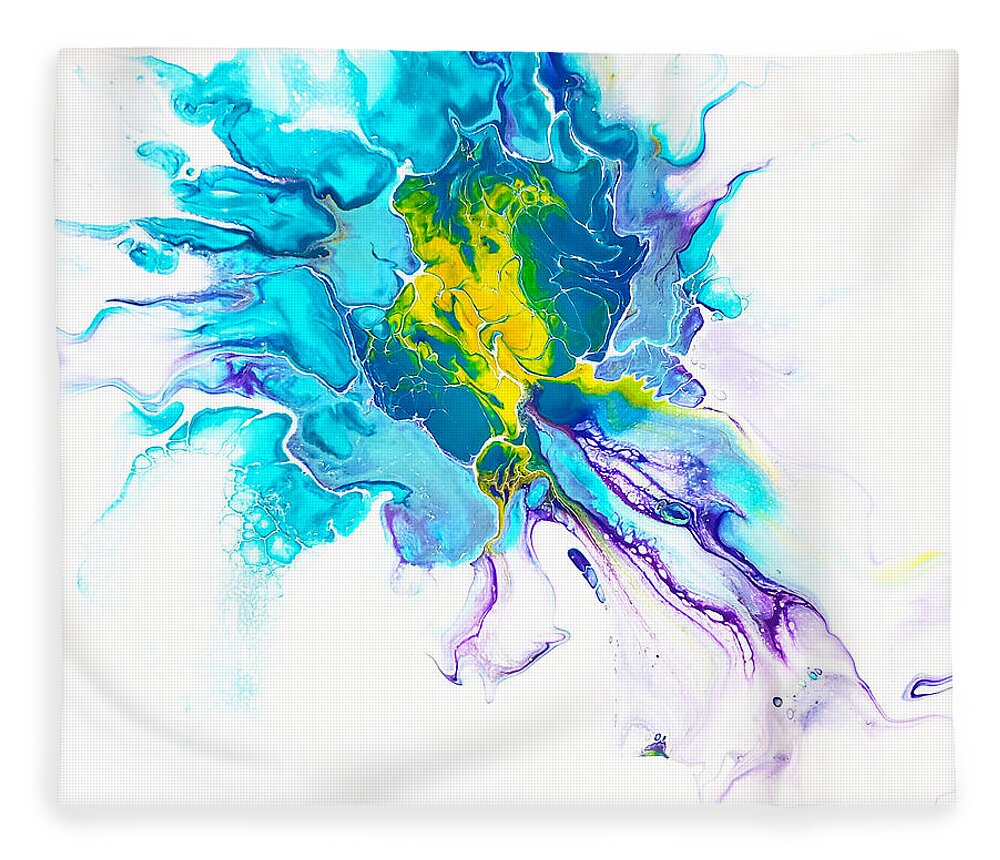 Abstract Fleece Blanket featuring the painting Green Turtle by Christine Bolden