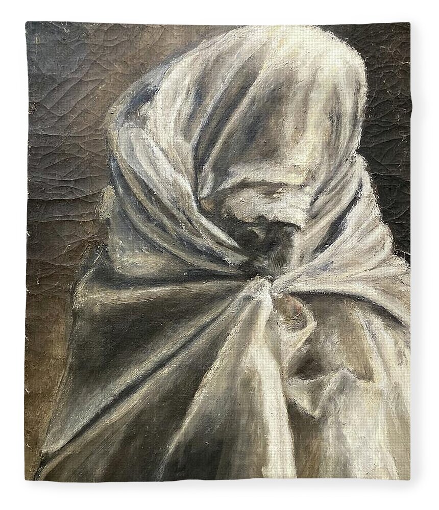 Wrapped Figure Fleece Blanket featuring the painting Gregorian Chant II by David Euler