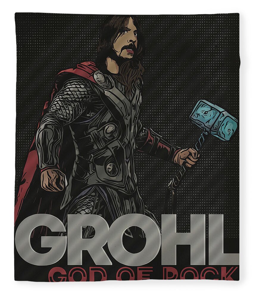 Dave Grohl Fleece Blanket featuring the digital art And The Thunder Grohls by Christina Rick