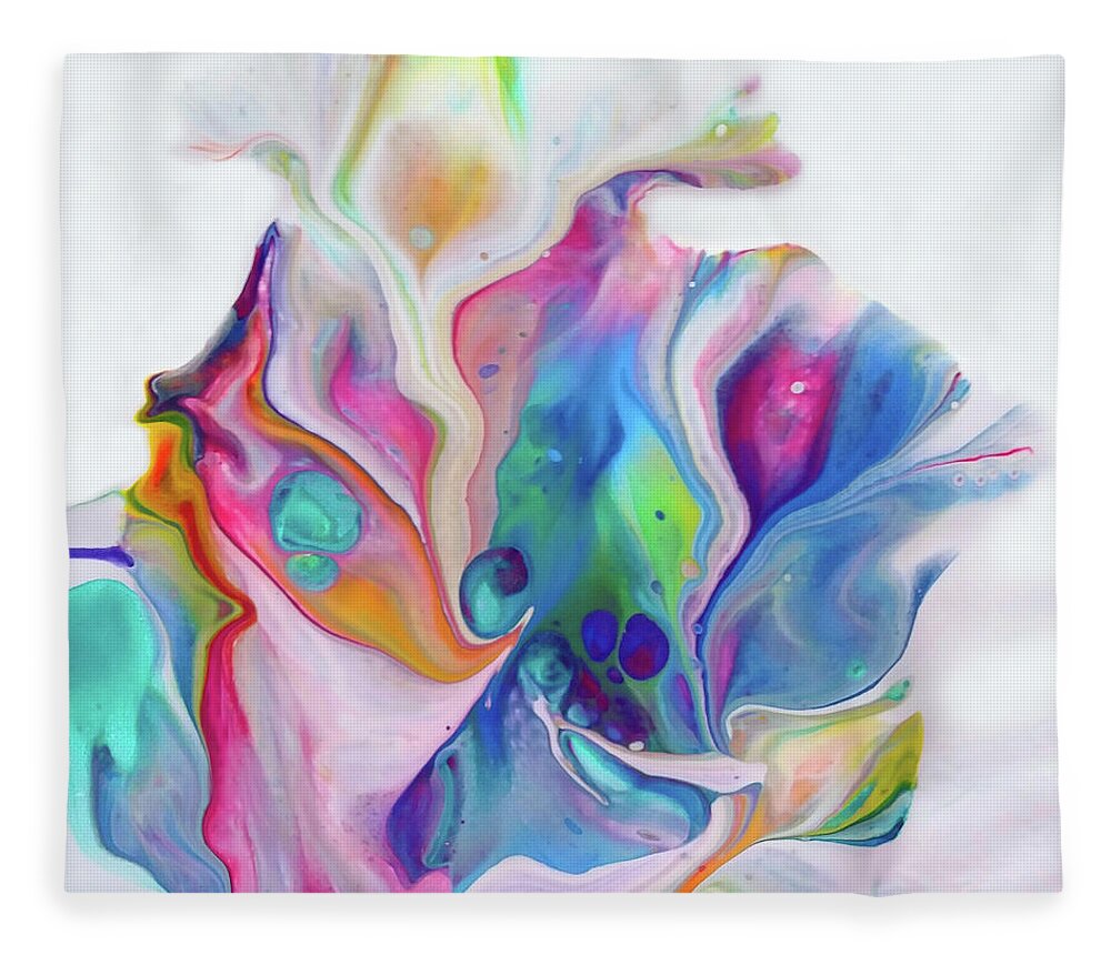 Colorful Abstract Fleece Blanket featuring the painting Growing 1 by Deborah Erlandson