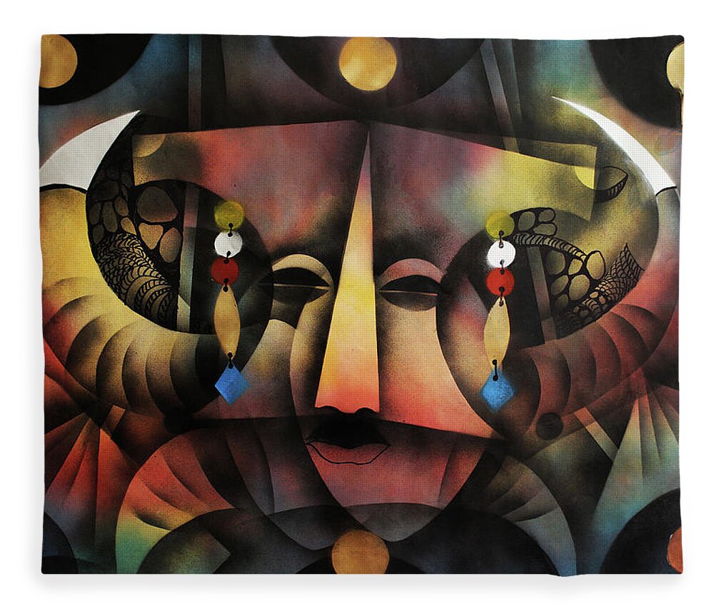 Moa Fleece Blanket featuring the painting Guardian Angel Above by Solomon Sekhaelelo