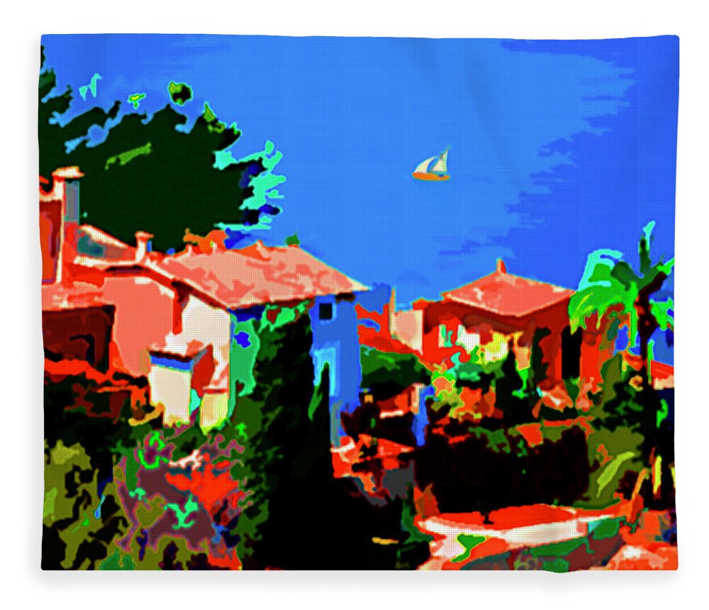 Caribbean Fleece Blanket featuring the painting Haiti by CHAZ Daugherty