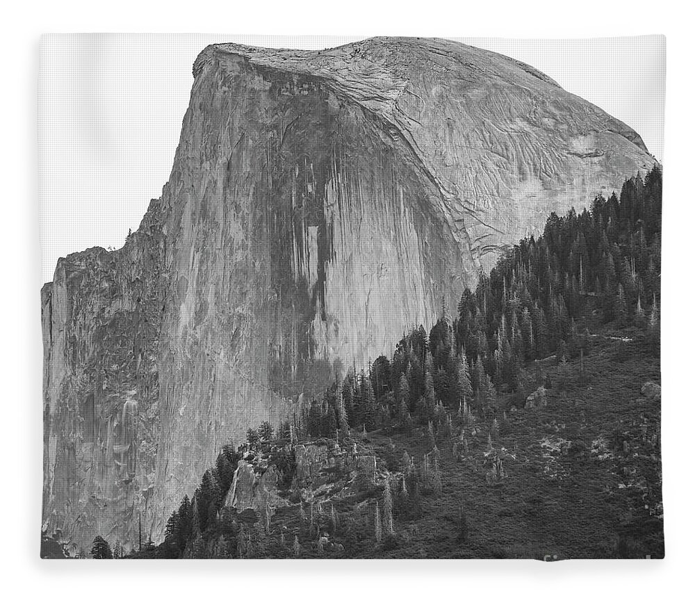 Half Dome And Four Mile Trail Black And White Fleece Blanket featuring the photograph Half Dome and Four Mile Trail Black and White by Dustin K Ryan