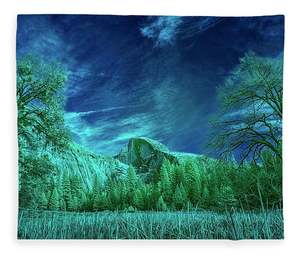 Landscape Fleece Blanket featuring the photograph Half Dome Colored Infrared by Romeo Victor