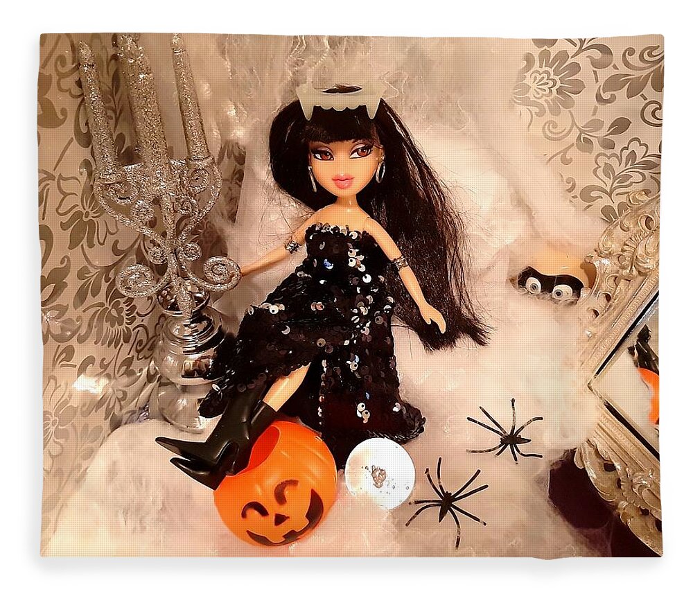 Halloween Queen Bratz Doll Jade Fleece Blanket by Natasa