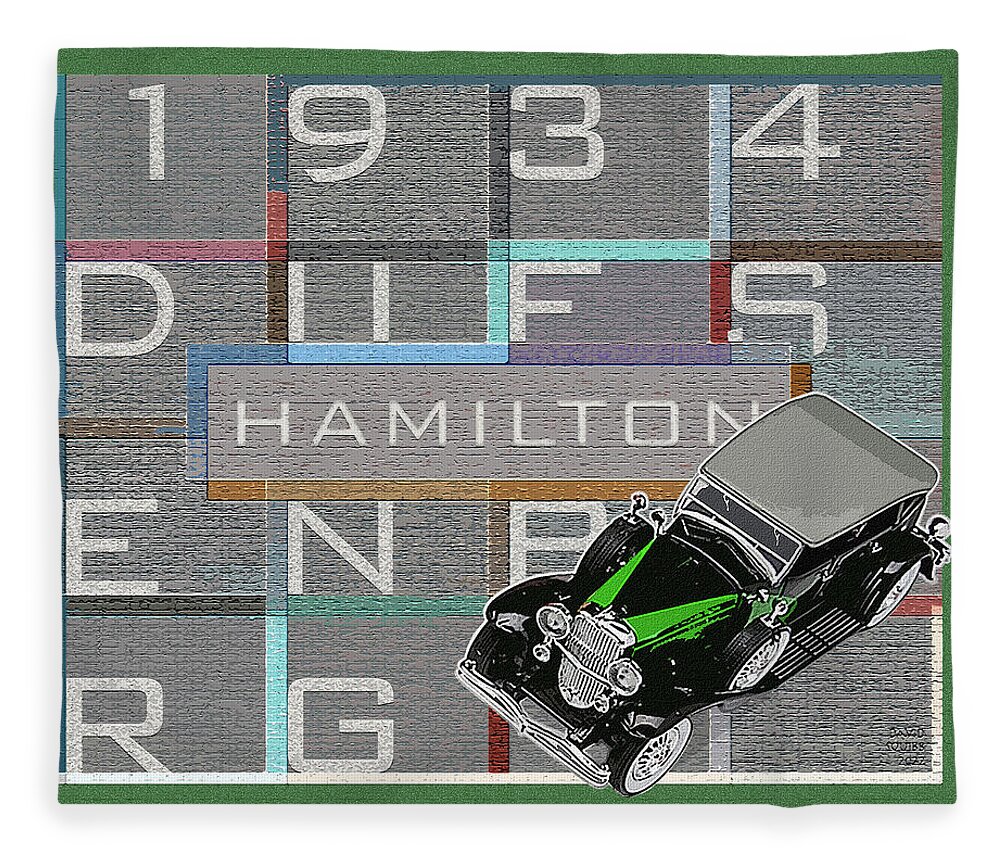 Hamilton Collection Fleece Blanket featuring the digital art Hamilton Collection / 1934 Duesenberg by David Squibb