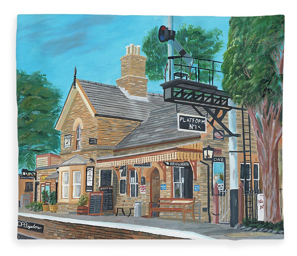 Train Fleece Blanket featuring the painting Hampton Loade station by David Bigelow