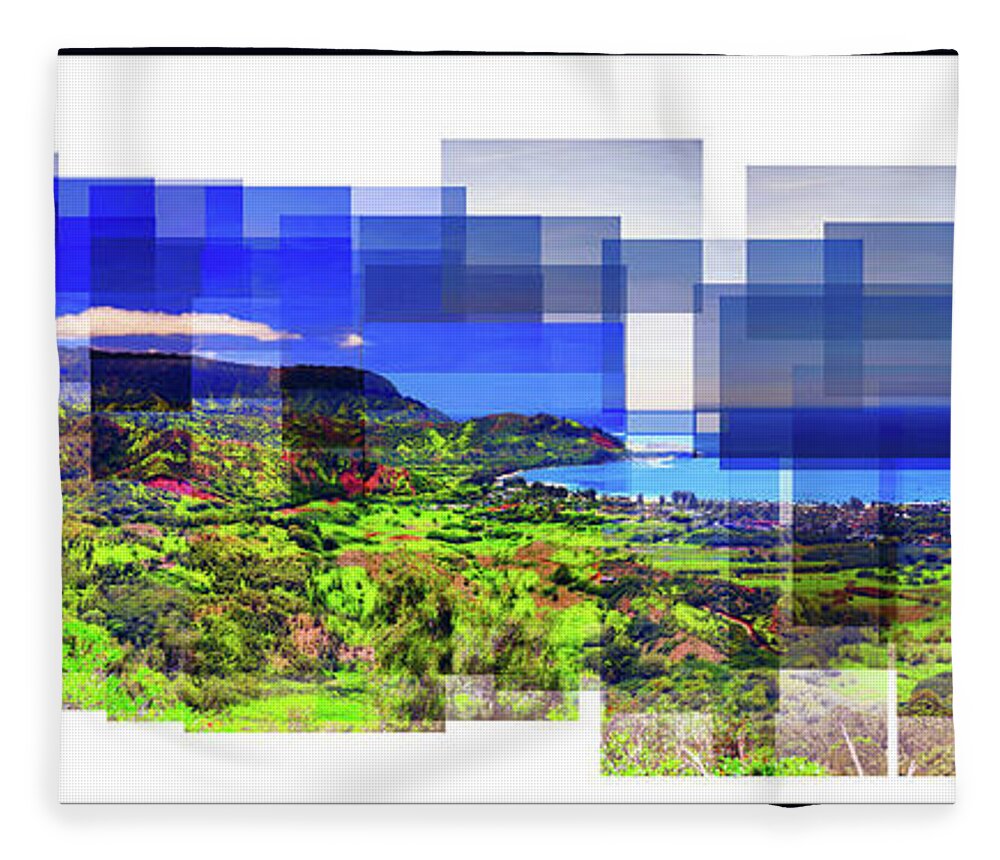 Hawaii Fleece Blanket featuring the photograph Hanalei Panograph by Lawrence Knutsson