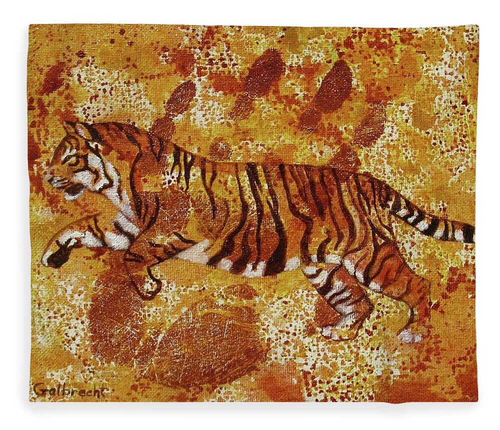 Tiger Fleece Blanket featuring the painting Last Chance II by Shirley Galbrecht