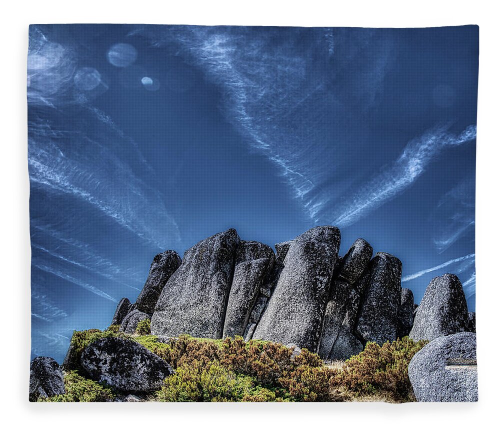 Serra Da Estrela Fleece Blanket featuring the photograph Hanging Rock by Micah Offman
