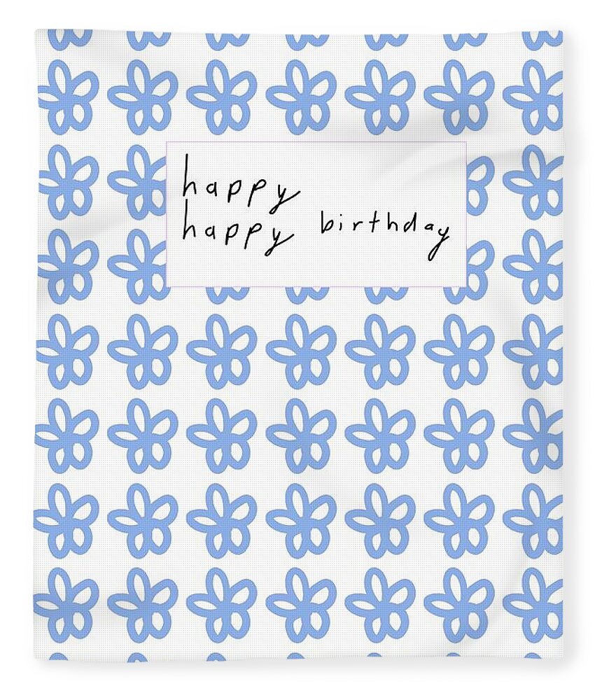 Birthday Fleece Blanket featuring the digital art Happy Birthday Flowers by Ashley Rice