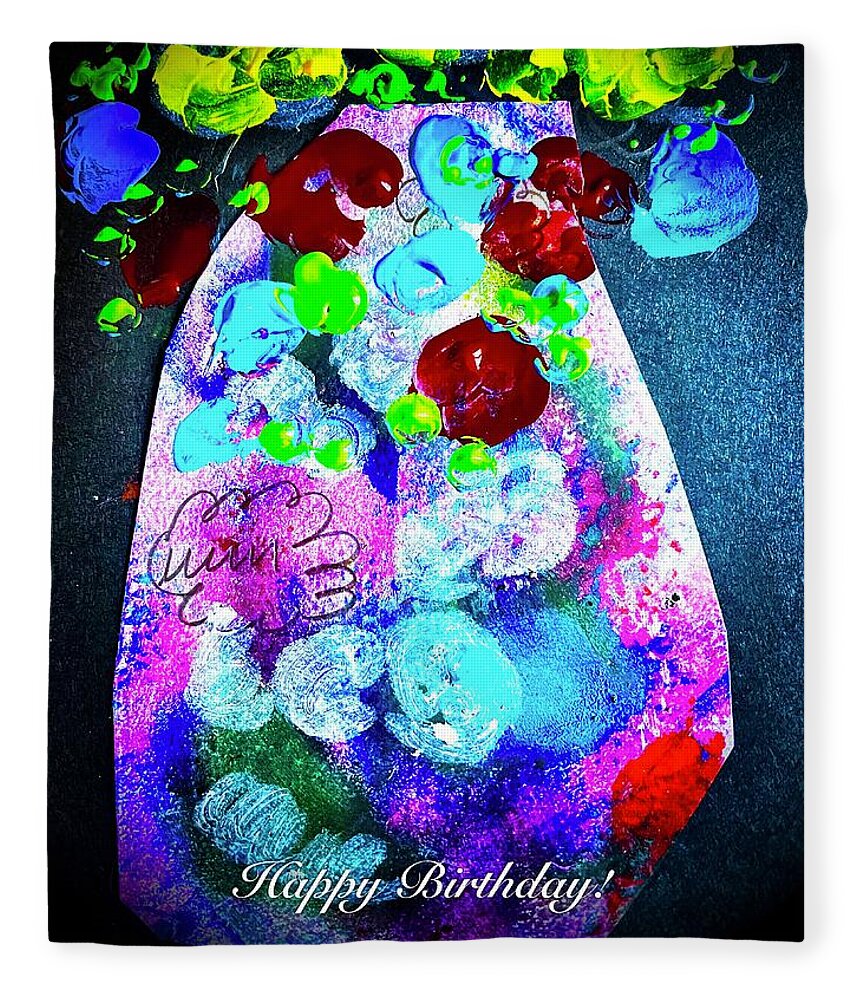 Mixed Media Fleece Blanket featuring the painting Happy Birthday by Tommy McDonell