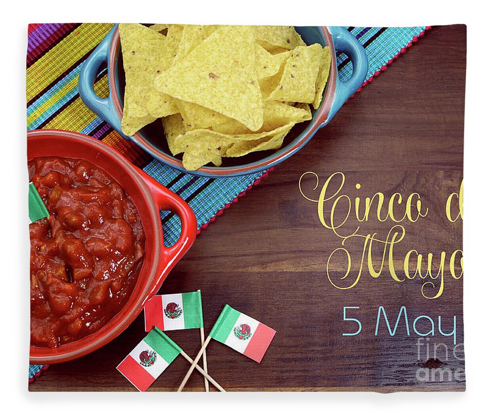 Cinco De Mayo Fleece Blanket featuring the photograph Happy Cinco de Mayo, 5th May, party table celebration by Milleflore Images