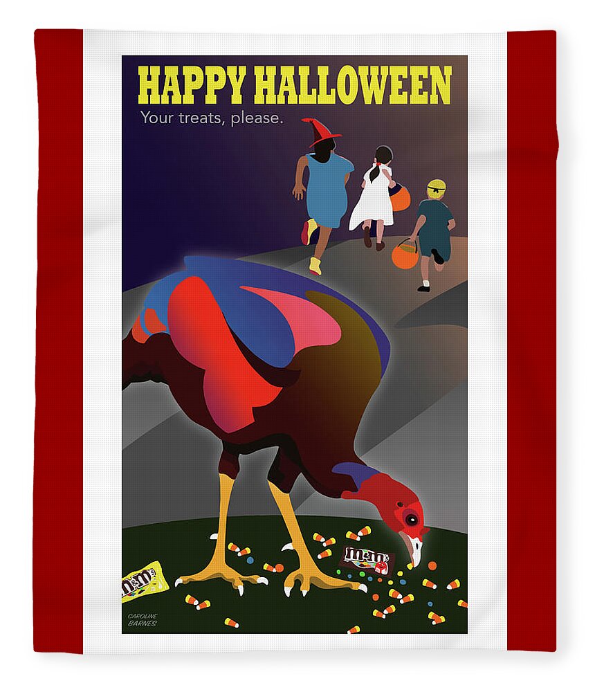 Halloween Fleece Blanket featuring the digital art Happy Halloween by Caroline Barnes
