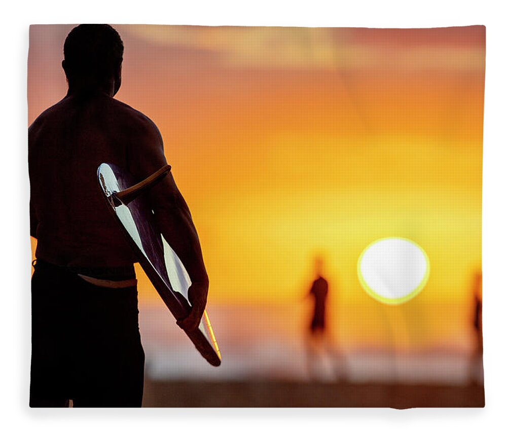 Lightning Bolt Surfboard Fleece Blanket featuring the photograph Happy Place by Sean Davey