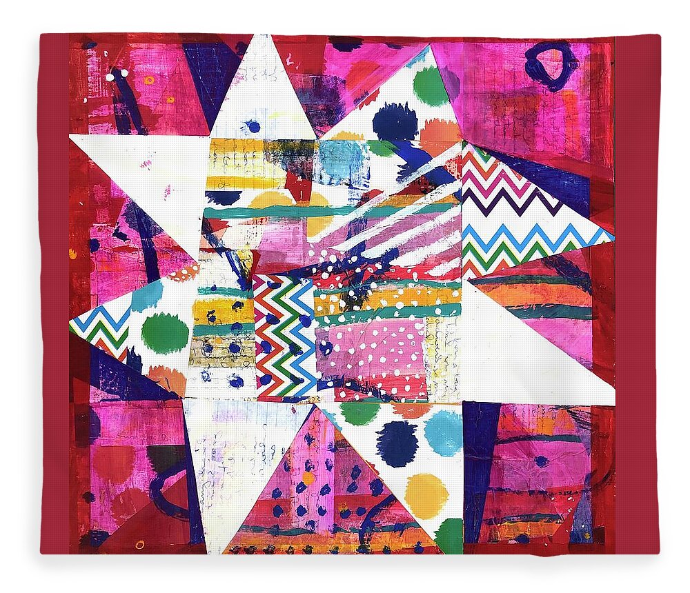 Happy Fleece Blanket featuring the painting Happy Star by Cyndie Katz