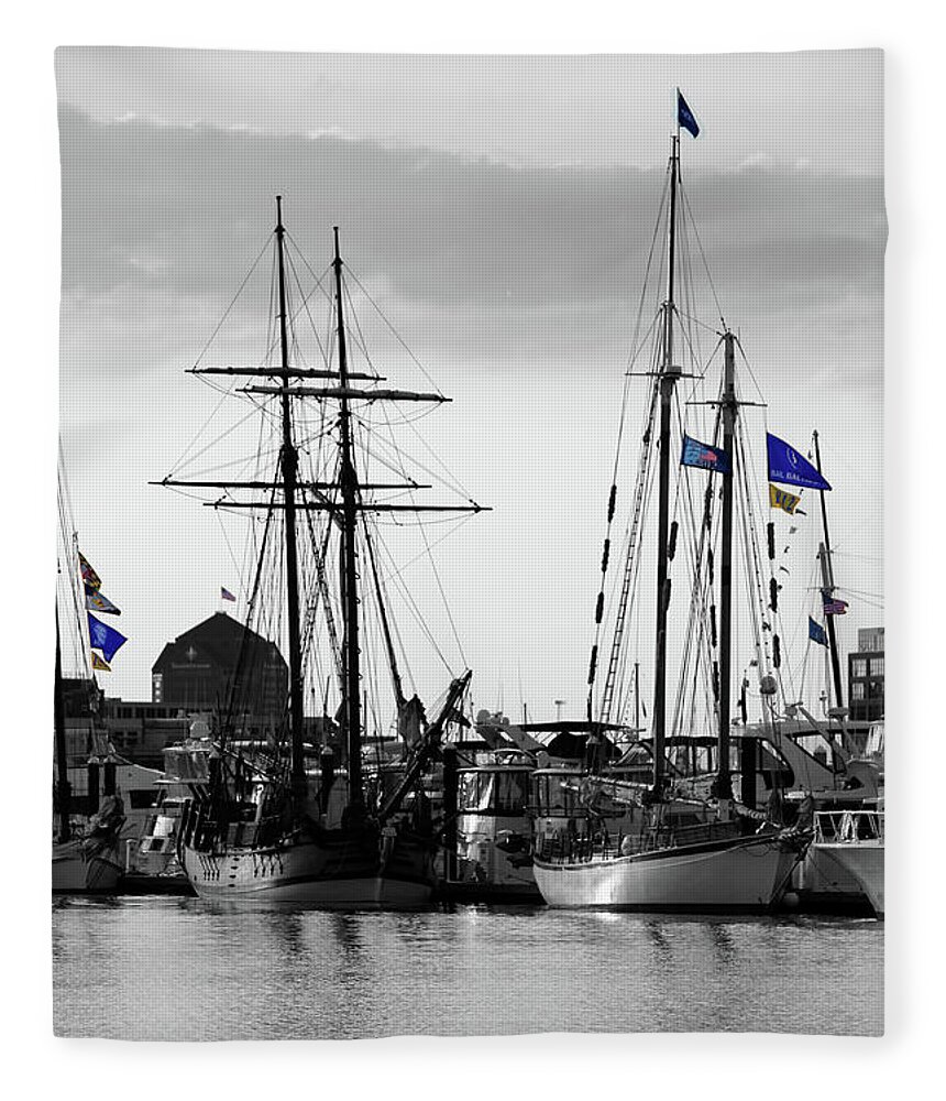 Baltimore Fleece Blanket featuring the photograph Harbor Splash by Carolyn Stagger Cokley