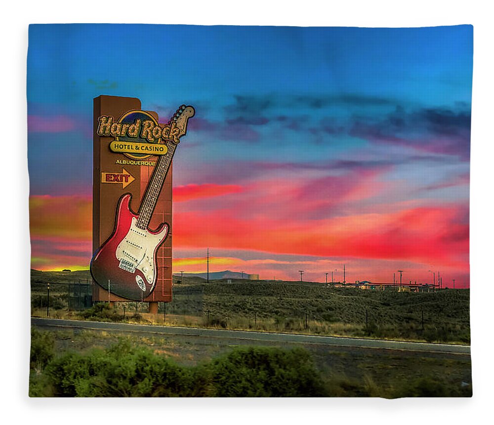 Hard Rock Fleece Blanket featuring the photograph Hard Rock sign by Micah Offman
