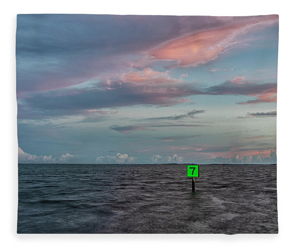 Sunset Fleece Blanket featuring the photograph Harkers Island Sunset on Friday the 13th by Bob Decker