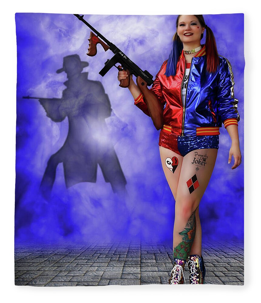 Harley Fleece Blanket featuring the photograph Harley Night of the Joker by Jon Volden