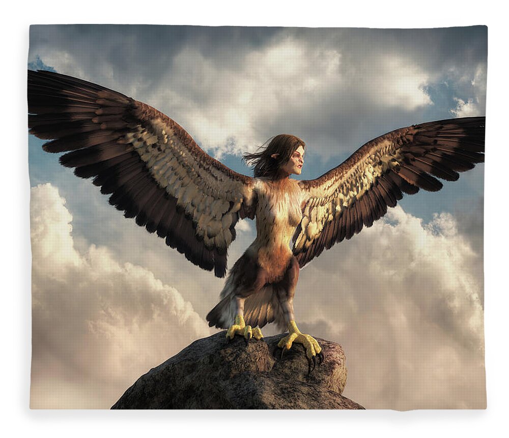 Harpy Fleece Blanket featuring the digital art Harpy by Daniel Eskridge
