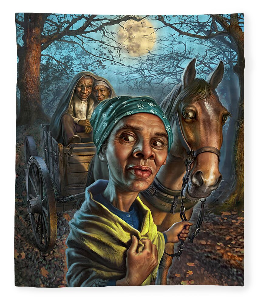 Harriet Tubman Fleece Blanket featuring the digital art Harriet Tubman Rescues Her Parents by Mark Fredrickson