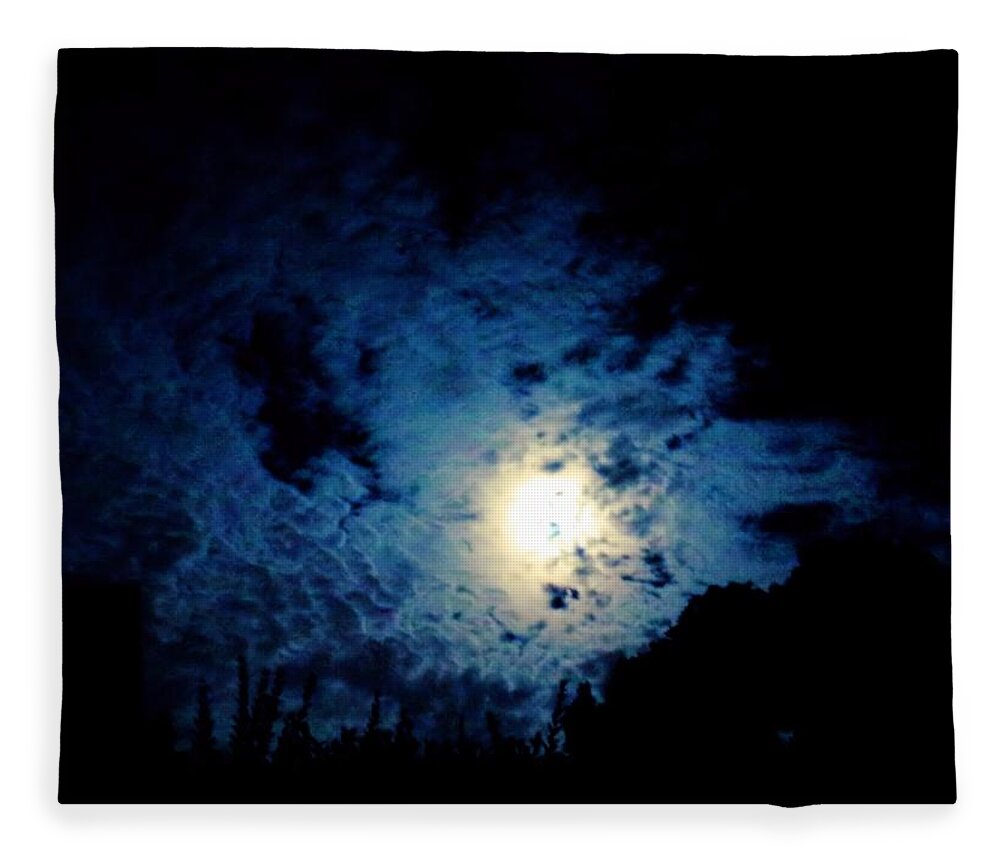 Moon Fleece Blanket featuring the photograph Harvest Moon in the Clouds by Christopher Reed