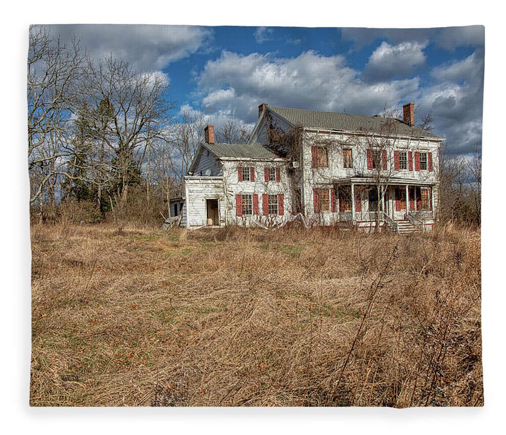 Haunted Fleece Blanket featuring the photograph Haunted Farm House by David Letts
