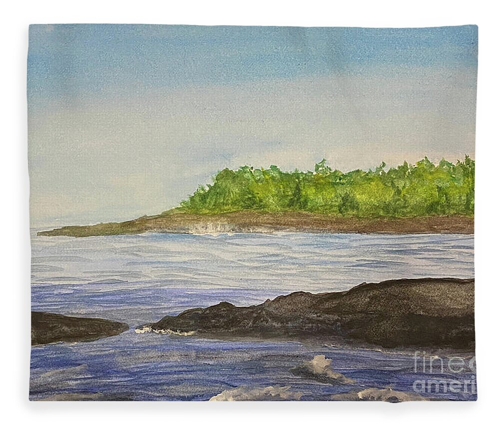Hawaii Fleece Blanket featuring the painting Hawaii Rocks by Lisa Neuman
