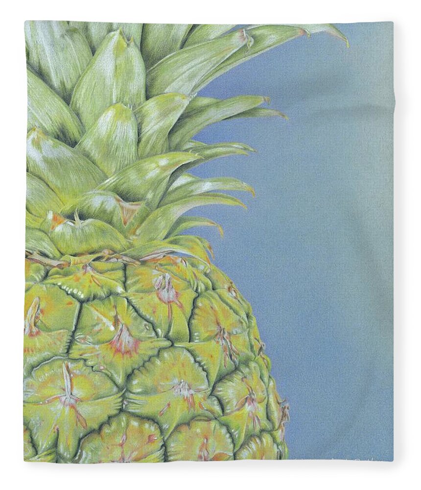 Pineapple Fleece Blanket featuring the painting Hawaiian Pineapple by Karrie J Butler