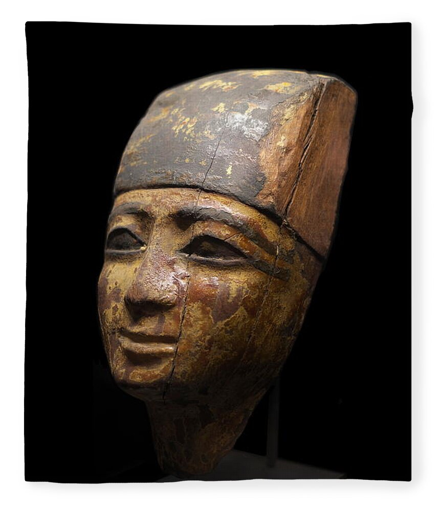 Old Egyptian Bust Fleece Blanket featuring the photograph Head of Pharaoh by Karine GADRE