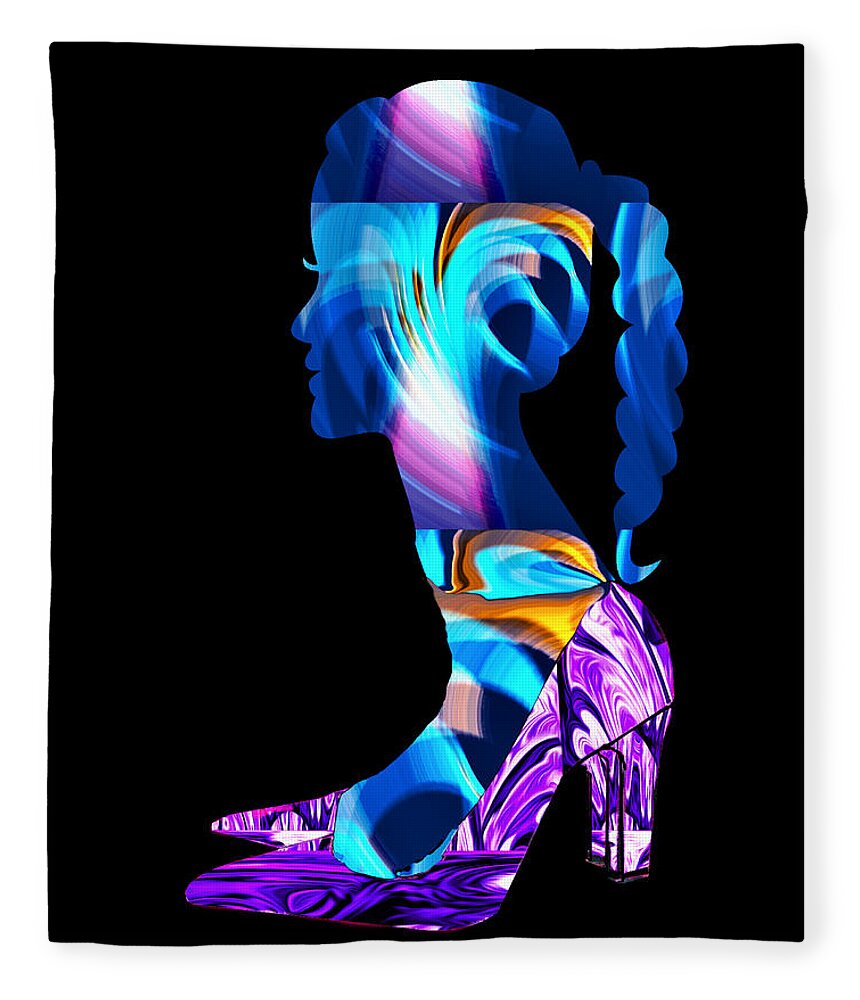 Abstract Fleece Blanket featuring the digital art Head Over Heels - No.2 Black by Ronald Mills