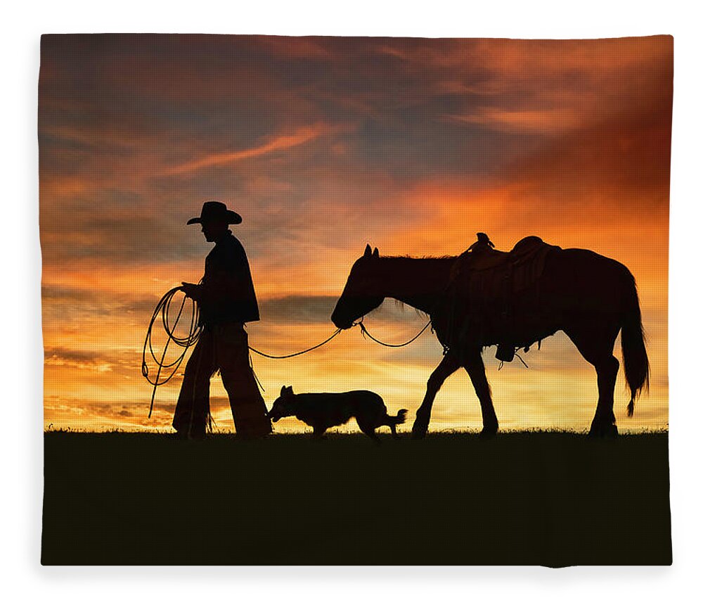Cowboy Fleece Blanket featuring the digital art Heading Home by Nicole Wilde