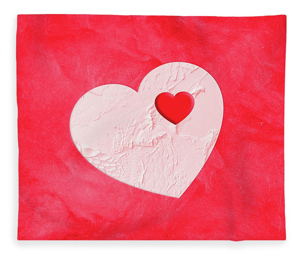 Heart Fleece Blanket featuring the mixed media Heart of My Heart by Moira Law