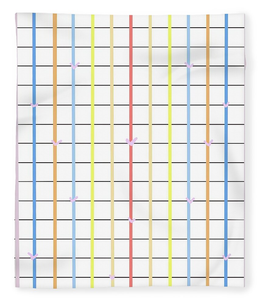 Pattern Fleece Blanket featuring the digital art Heart Rainbow Grid by Ashley Rice
