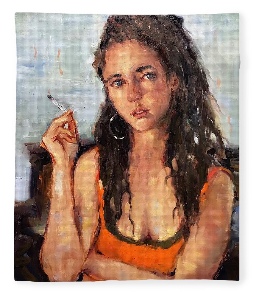 Portrait Fleece Blanket featuring the painting Heartbreaker by Ashlee Trcka