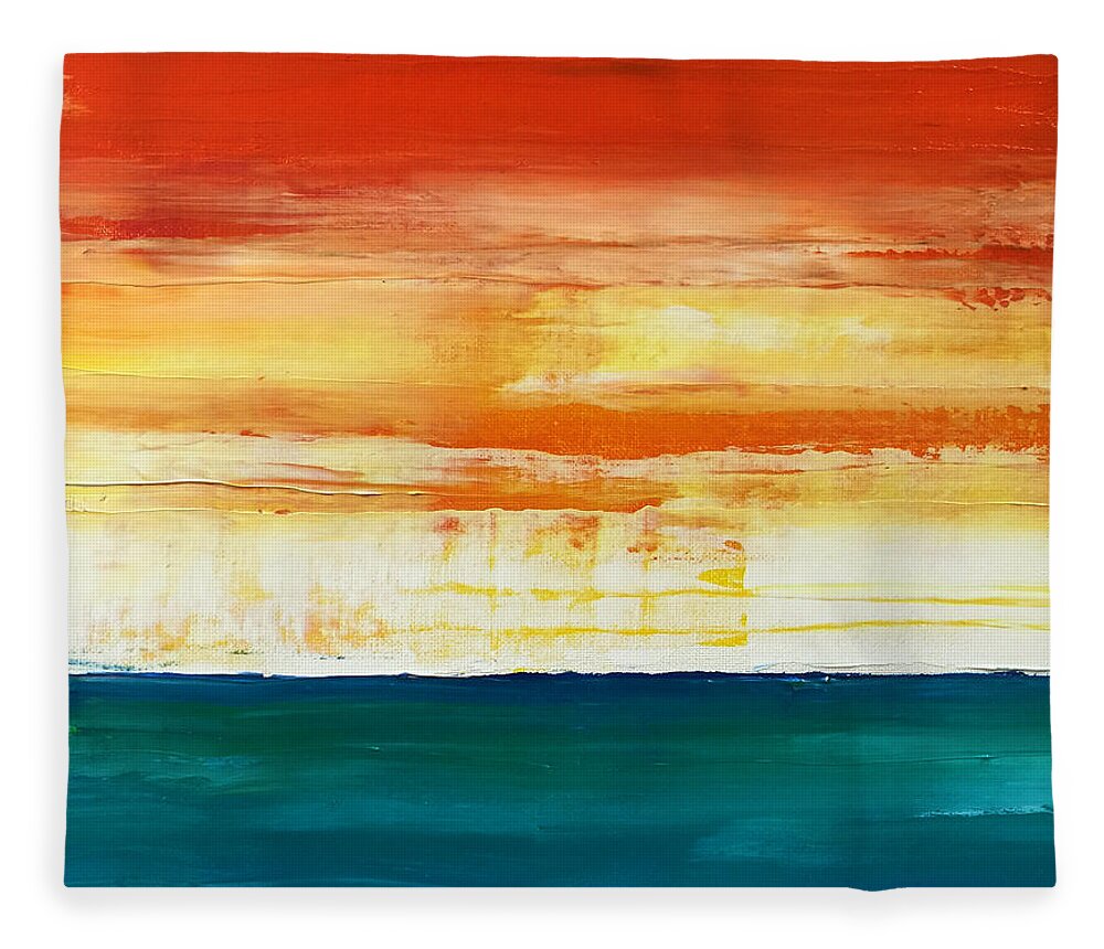 Red Fleece Blanket featuring the mixed media Heat Wave by Linda Bailey