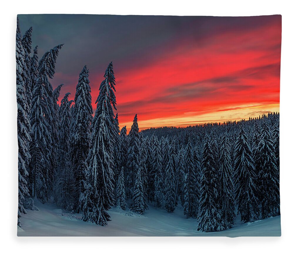 Bulgaria Fleece Blanket featuring the photograph Heavens In Flames by Evgeni Dinev