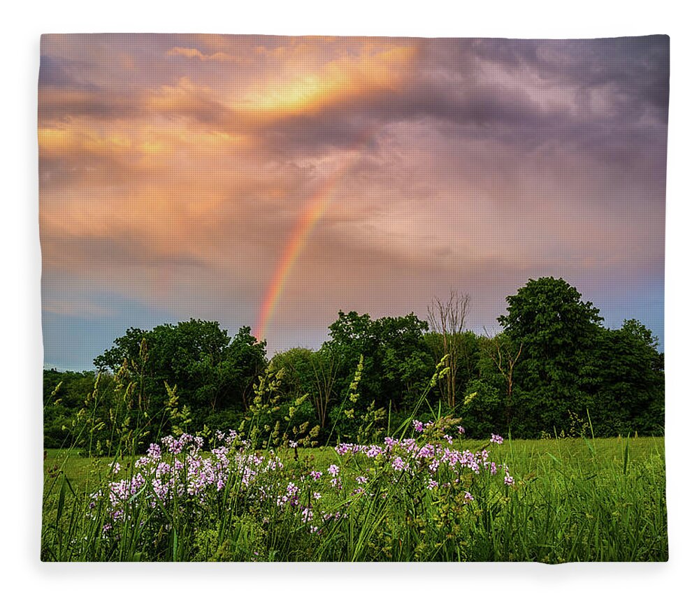 Rainbows Fleece Blanket featuring the photograph Heavens Rainbow 1 by Michael Hubley