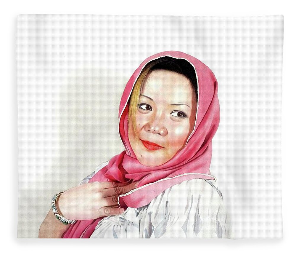 Portrait Fleece Blanket featuring the painting Heidi, V. by Conrad Mieschke