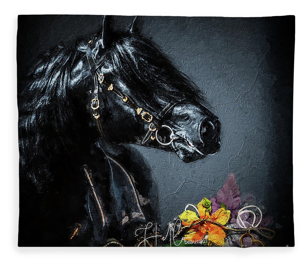 Horse Fleece Blanket featuring the digital art Hello Beautiful by Janice OConnor