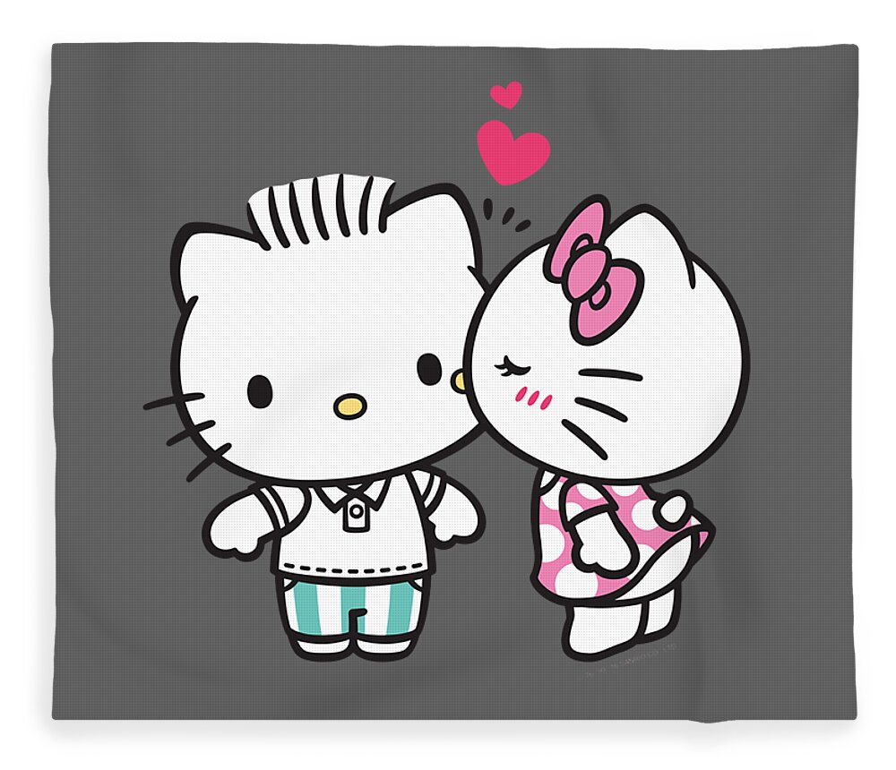 Hello Kitty and Dear Daniel Valentine Fleece Blanket by Peru Luka