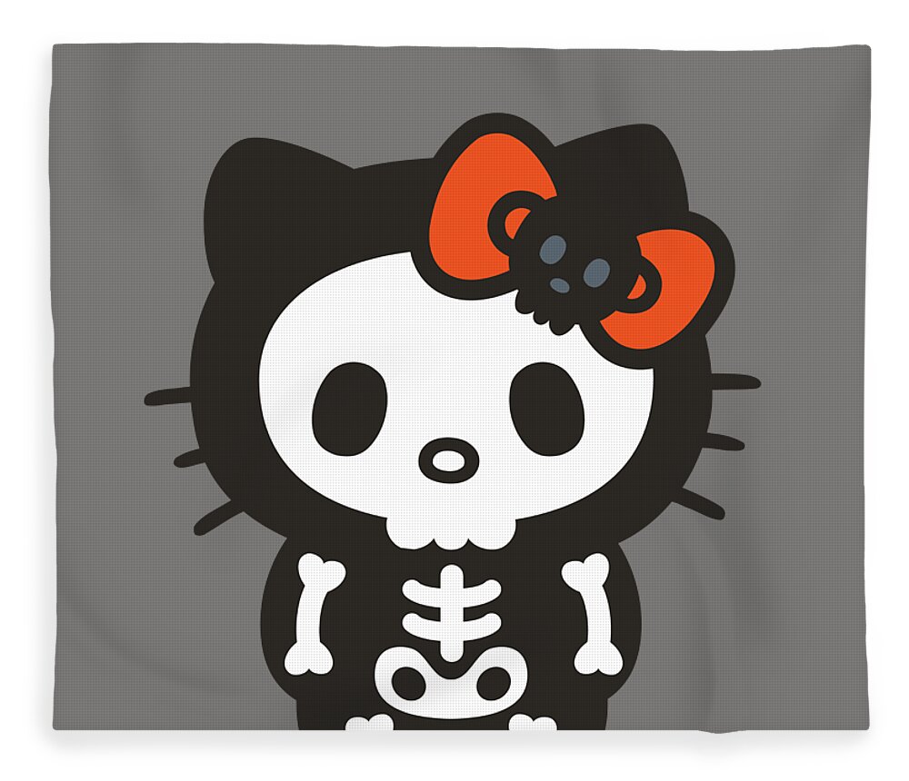 Hello Kitty Skeleton Halloween Fleece Blanket by Ramy Atla - Pixels