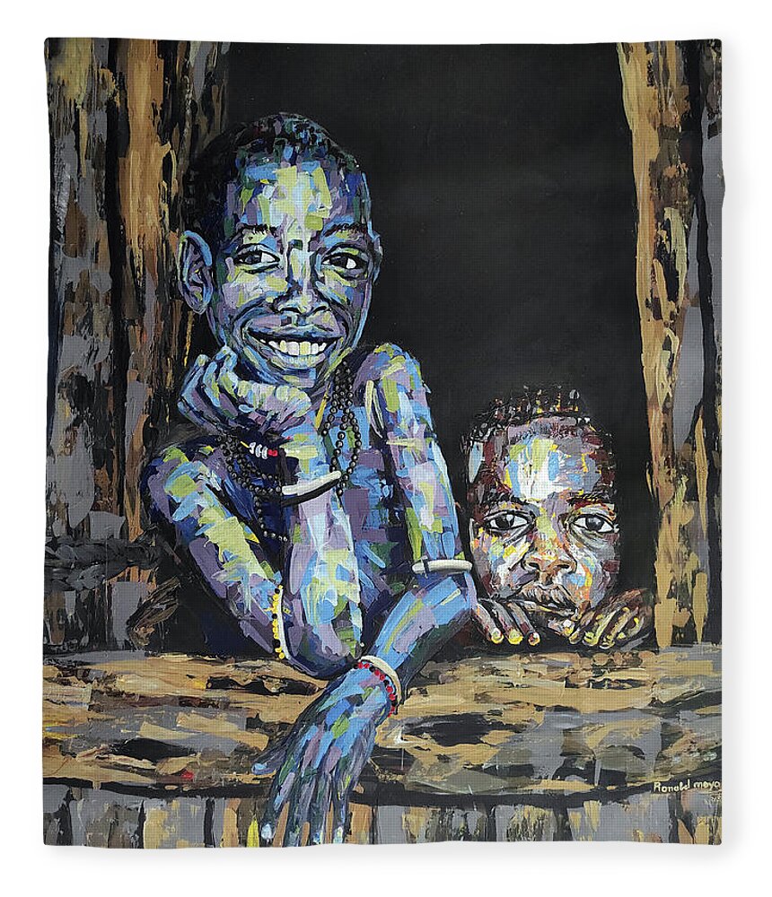  Fleece Blanket featuring the painting Hello Stranger by Ronnie Moyo