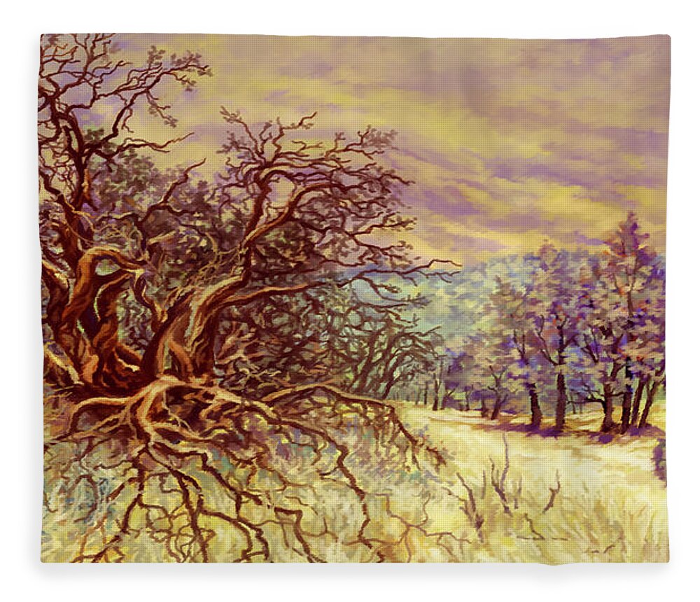 Henry Coe State Park Fleece Blanket featuring the painting Henry Coe State Park by Hans Neuhart