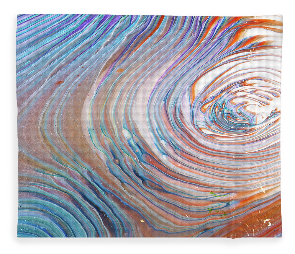 Abstract Fleece Blanket featuring the digital art Here And There - Colorful Abstract Contemporary Acrylic Painting by Sambel Pedes